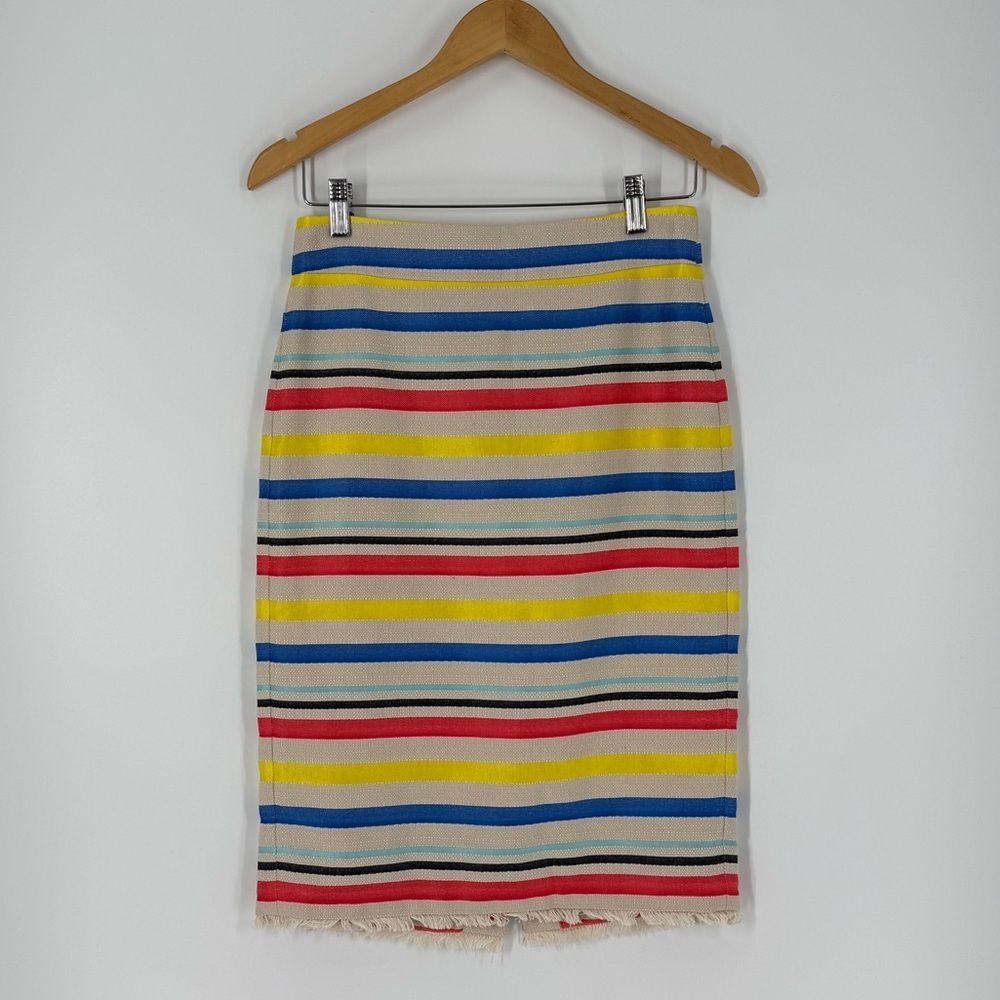 J.Crew Jacquard Pencil Skirt in Cream/ Rainbow Stripe | Size 2